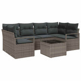Garden Sofa Set with Cushion Manual 7 pcs Grey 55 x 55 x 37 cm - Front View