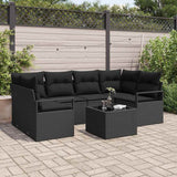 Garden Sofa Set with Cushion Manual 7 pcs Black 55 x 55 x 37 cm