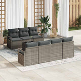 Garden Sofa Set with Cushion 8 pcs Grey Poly Rattan