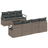 Garden Sofa Set with Cushion 8 pcs Grey Poly Rattan