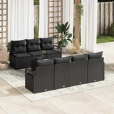 Garden Sofa Set with Cushion 8 pcs Black Poly Rattan
