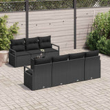 Garden Sofa Set with Cushion 8 pcs Black Poly Rattan