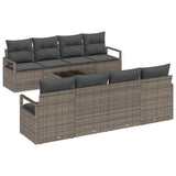 Garden Sofa Set with Cushion 9 pcs Grey Poly Rattan