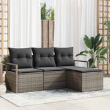 Sofa Set with Cushion with Storage 4 pcs Grey Poly Rattan
