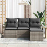 Sofa Set with Cushion with Storage 4 pcs Grey Poly Rattan