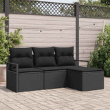 Sofa Set with Cushion with Storage 4 pcs Black Poly Rattan