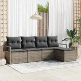Sofa Set with Cushion with Storage 5 pcs Grey Poly Rattan