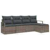 Garden Sofa Set 5 pcs Grey Poly Rattan and Powder-Coated Steel - Front View