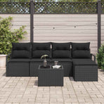 Sofa Set 6 pcs Black Poly Rattan