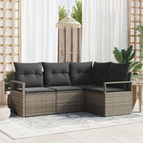 Sofa Set with Cushion with Storage 4 pcs Grey Poly Rattan