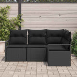 Sofa Set with Cushion with Storage 4 pcs Black Poly Rattan