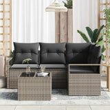 Sofa Set with Cushion with Storage 5 pcs Light Grey Poly Rattan