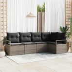 Garden Sofa Set 5 pcs Grey Poly Rattan
