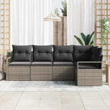 Garden Sofa Set 5 pcs Grey Poly Rattan and Powder-Coated Steel - Side View
