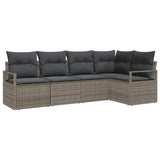 Garden Sofa Set with Cushion 5 pcs Grey Poly Rattan