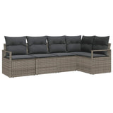 Garden Sofa Set 5 pcs Grey Poly Rattan and Powder-Coated Steel - Front View