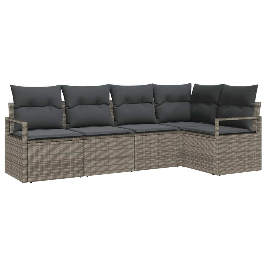 Garden Sofa Set 5 pcs Grey Poly Rattan