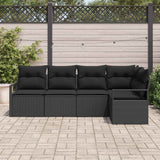 Garden Sofa Set with Cushion 5 pcs Black Poly Rattan