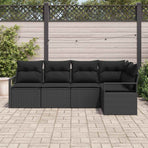 Garden Sofa Set 5 pcs Black Poly Rattan