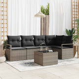 Garden Sofa Set with Cushion 6 pcs Light Grey Poly Rattan
