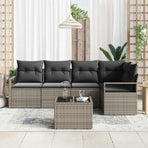 Garden Sofa Set 6 pcs Light Grey Poly Rattan
