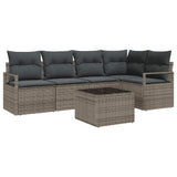 Garden Sofa Set with Cushion 6 pcs Light Grey Poly Rattan
