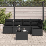 Garden Sofa Set with Cushion 6 pcs Black Poly Rattan