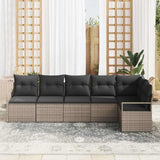 Garden Sofa Set with Cushion 6 pcs Grey Poly Rattan