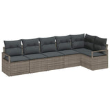 Garden Sofa Set with Cushion 6 pcs Grey Poly Rattan