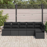 Garden Sofa Set 6 pcs Black Poly Rattan, Powder-Coated Steel - Side View
