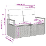 Garden Sofa Set with Cushion 6 pcs Black Poly Rattan - Front View