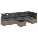 Garden Sofa Set with Cushion with Storage 7 pcs Light Grey - Front View