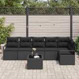 Garden Sofa Set 7 pcs Black Poly Rattan and Powder-Coated Steel - Side View