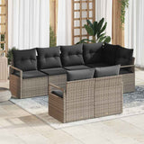 Garden Sofa Set with Cushion 7 pcs Grey Poly Rattan