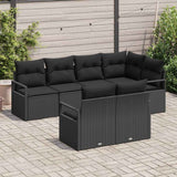 Garden Sofa Set 7 pcs Black Poly Rattan and Powder-Coated Steel - Side View