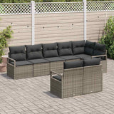 Garden Sofa Set 8 pcs Grey Poly Rattan and Powder-Coated Steel - Side View