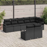 Garden Sofa Set with Cushion 8 pcs Black Poly Rattan - Side View