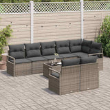 Garden Sofa Set with Cushion 9 pcs Light Grey Poly Rattan