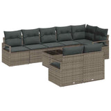 Garden Sofa Set with Cushion 9 pcs Light Grey Poly Rattan