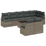 Garden Sofa Set with Cushion with Storage 9 pcs Light Grey - Front View