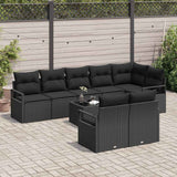 Garden Sofa Set with Cushion 9 pcs Black Poly Rattan