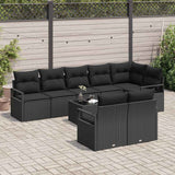 Garden Sofa Set 9 pcs Black Poly Rattan and Powder-Coated Steel - Side View
