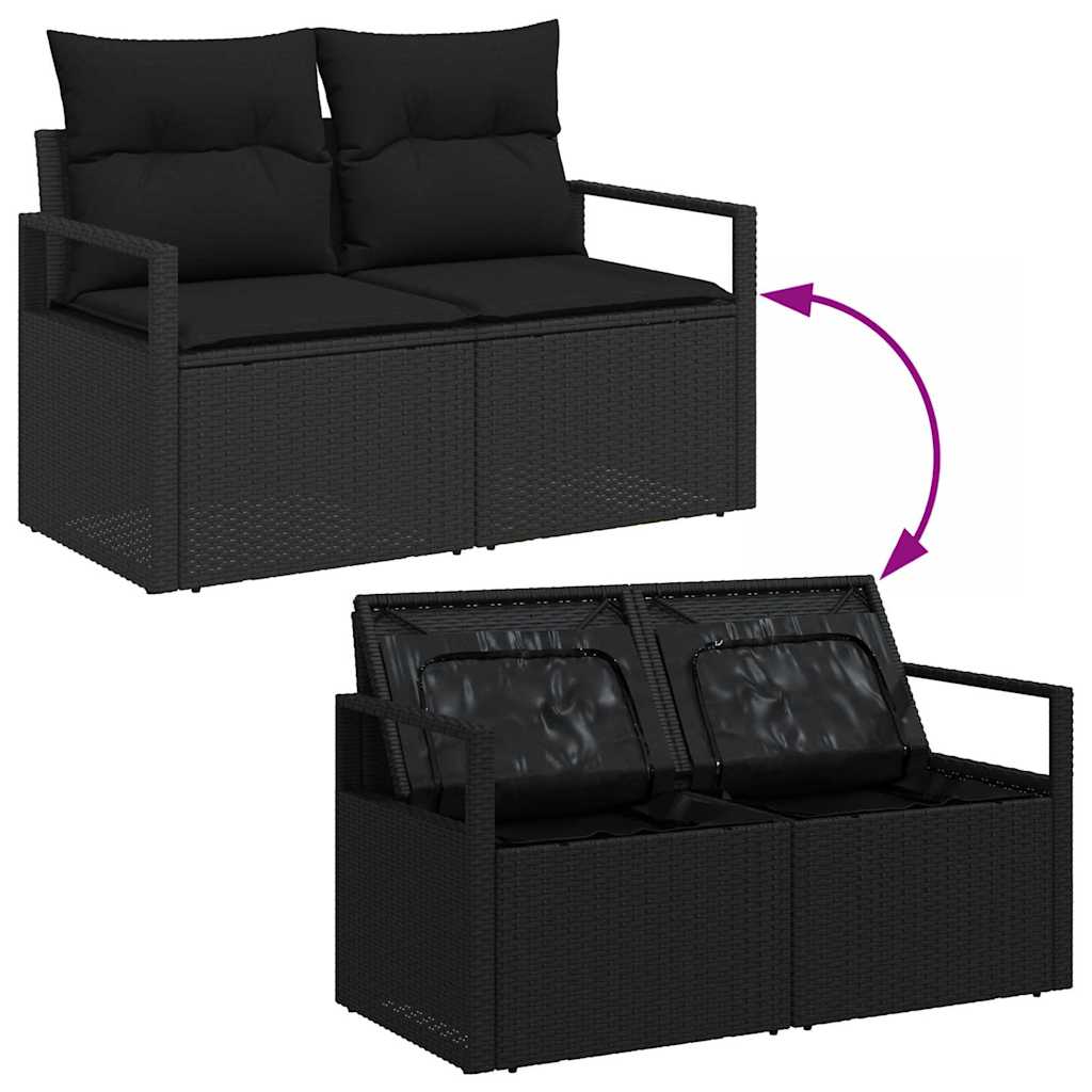 Garden Sofa Set 9 pcs Black Poly Rattan and Powder-Coated Steel
