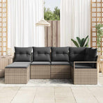 Sofa Set 6 pcs Grey Poly Rattan