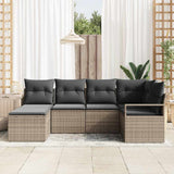 Garden Sofa Set 6 pcs Grey Poly Rattan and Powder-Coated Steel - Side View