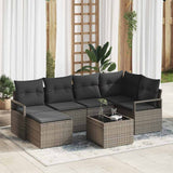 Sofa Set with Cushion with Storage 7 pcs Light Grey Poly Rattan