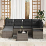 Garden Sofa Set with Cushion with Storage 7 pcs Light Grey - Side View