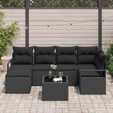 Sofa Set with Cushion with Storage 7 pcs Black Poly Rattan