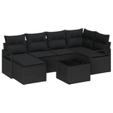 Sofa Set with Cushion with Storage 7 pcs Black Poly Rattan