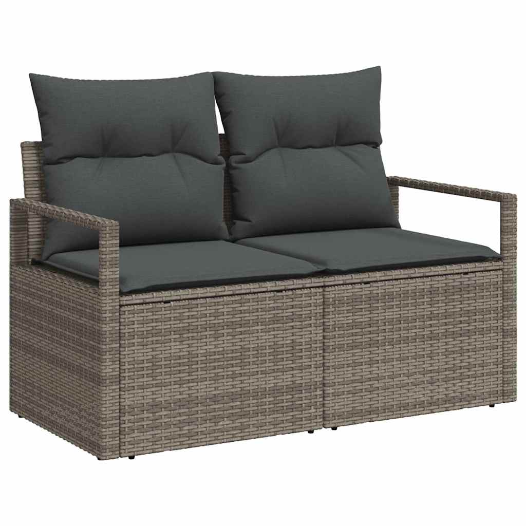Garden Sofa Set 7 pcs Grey Poly Rattan and Powder-Coated Steel